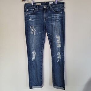 Adriano Goldschmied The Stilt Roll Up Cigarette Distressed Jeans Size 28